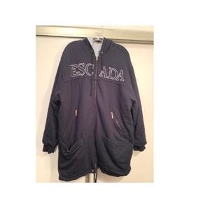 ESCADA SPORT - Navy Blue/Gray Zip Oversized/Heavy Sweatshirt Hoodie Size: Medium